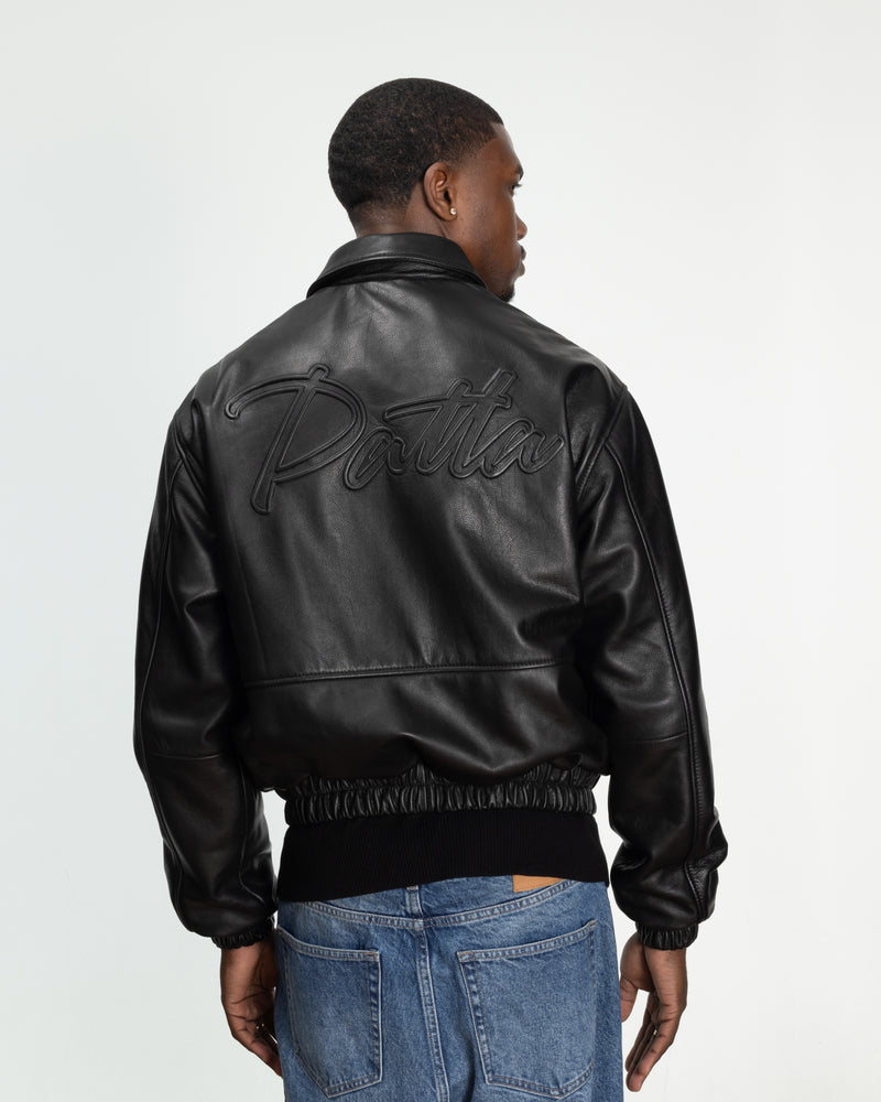 Patta Leather Bomber Jacket (Black)