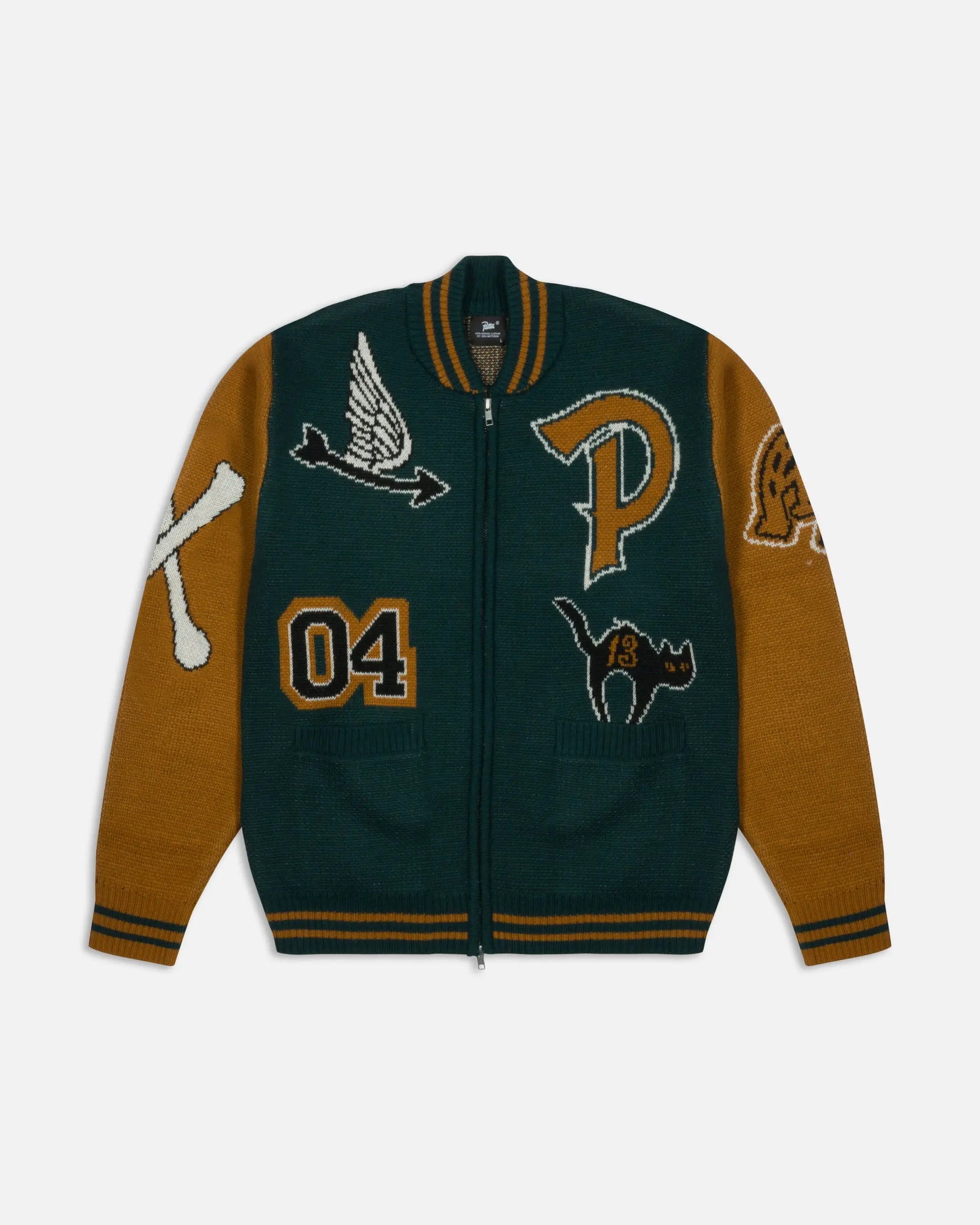 Patta Varsity Knitted Cardigan (Pine Grove) Patta
