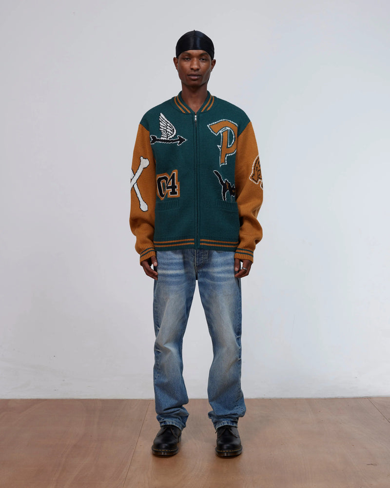 Patta Varsity Knitted Cardigan (Pine Grove) Patta