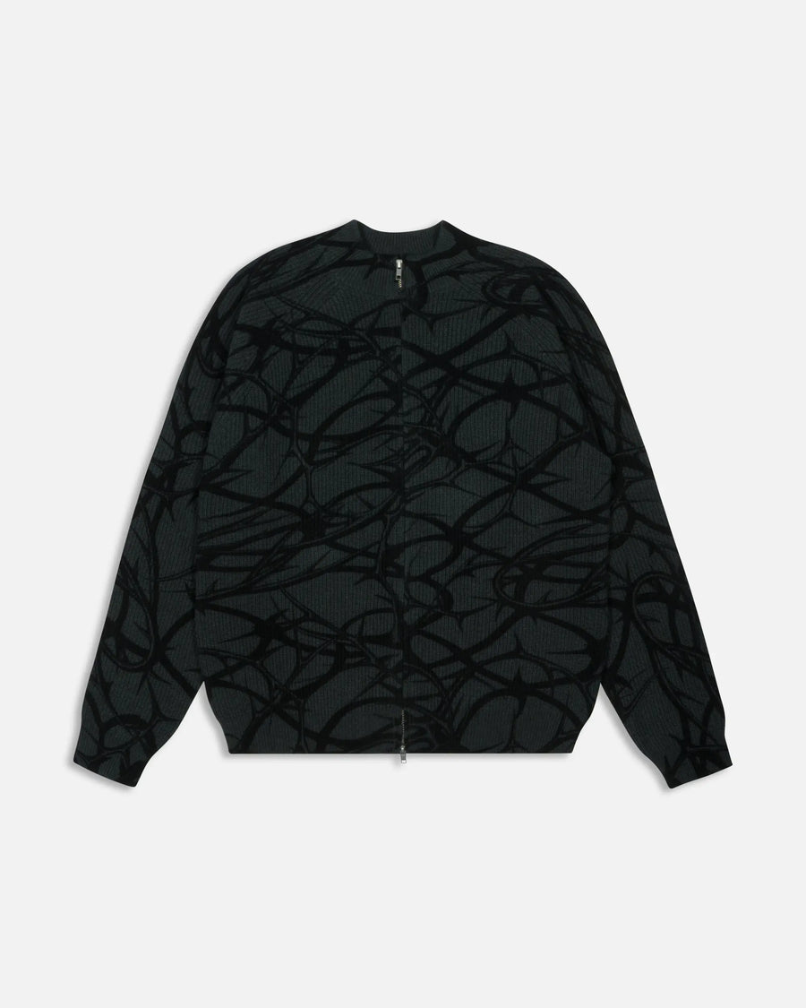 Patta Ribbed Knitted Cardigan (Grey Pinstripe) Patta