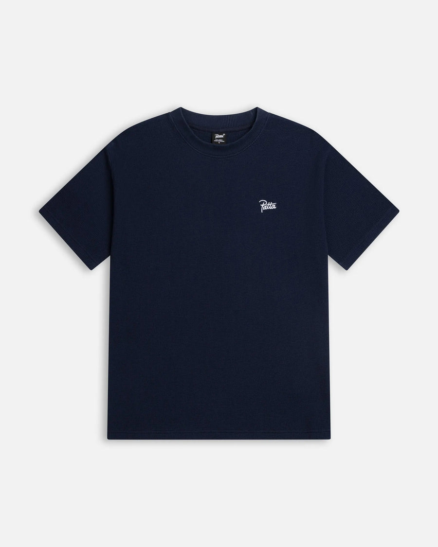 Patta Waffle Script Logo T-Shirt (Black Iris) Patta